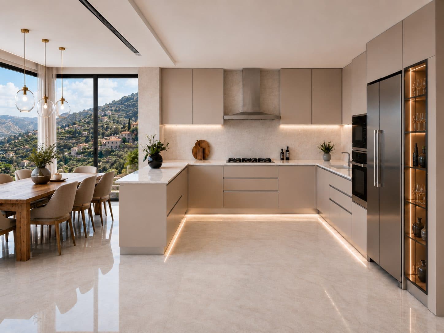 Tekna kitchen overlooking the hills